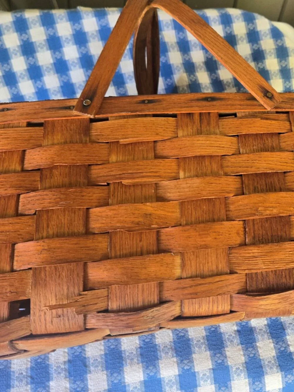 Vintage Large Wicker Picnic Basket w/ Lid & Handles